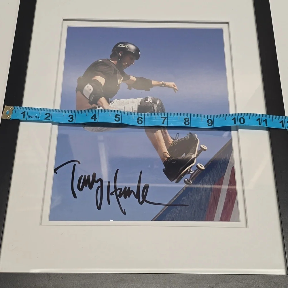 {Tony Hawk} Black Framed Skateboarder Autographed Photo w/COA